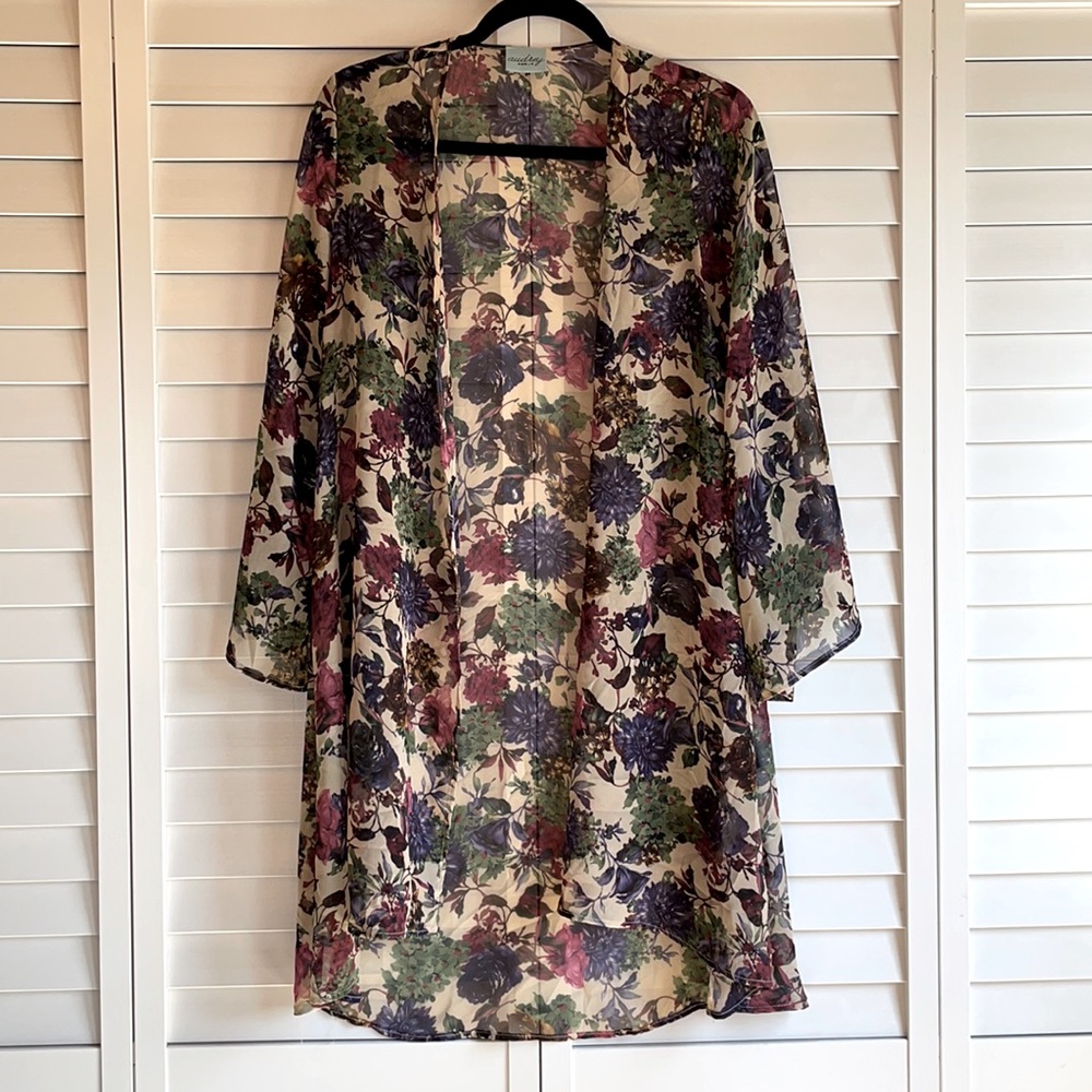 Floral sheer kimono